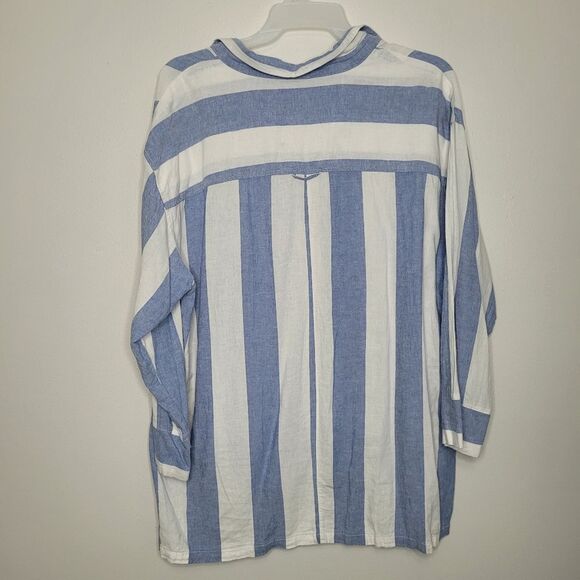 Old navy blue white linen blend coastal pop over preppy nautical top size xxl - Picture 3 of 7